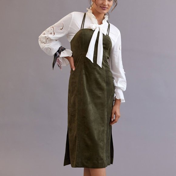 HTF Anthropologie Sueded Slip Midi Dress - Picture 1 of 5